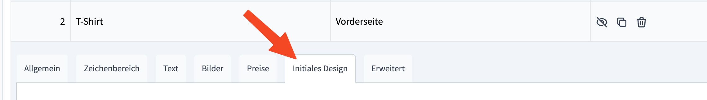 Initial design tab